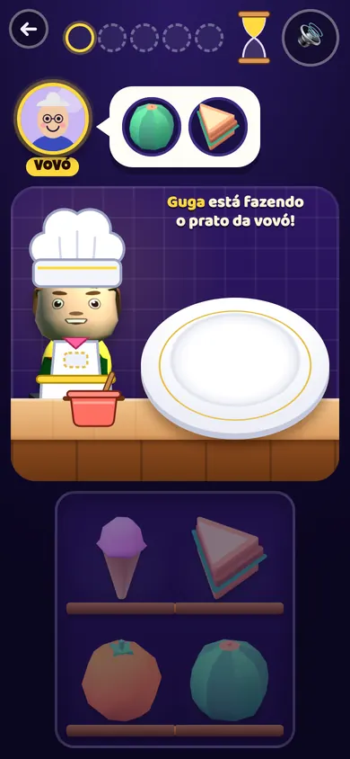 A Cozinha maluca com a vovó pedindo o prato: Guga está fazendo o prato da vovó